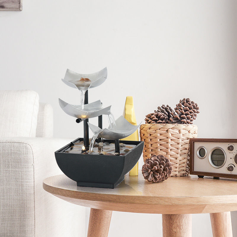Desktop Water Fountain Home Decor – Flowing Water Ornament, Relaxing Indoor Tabletop Fountain for Office & Living Room