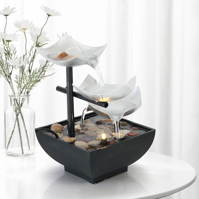 Desktop Water Fountain Home Decor – Flowing Water Ornament, Relaxing Indoor Tabletop Fountain for Office & Living Room
