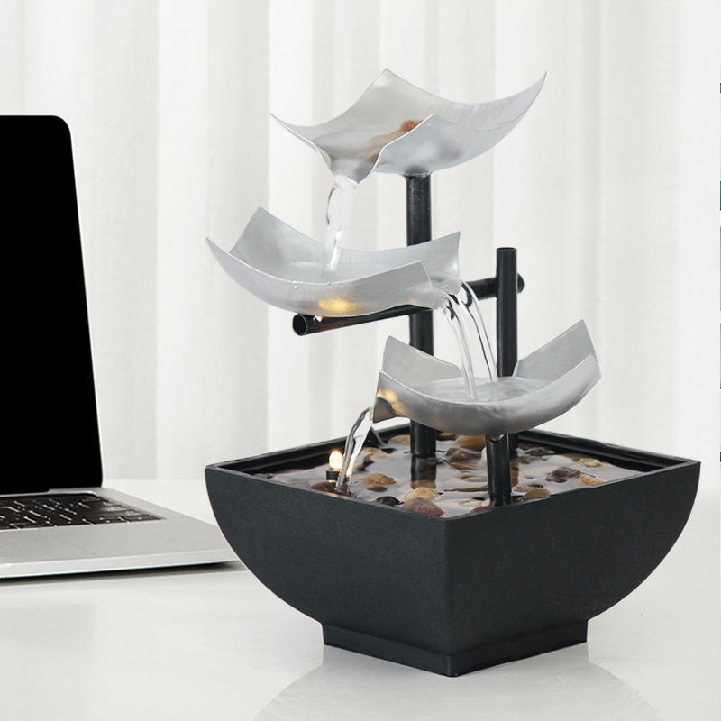 Desktop Water Fountain Home Decor – Flowing Water Ornament, Relaxing Indoor Tabletop Fountain for Office & Living Room